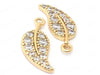 24K Gold Plated Leaf Charms with Cubic Zirconia Front