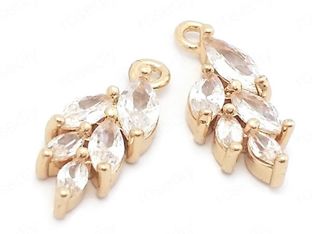 24K Gold Plated Leaf Design with Dazzling Cubic Zirconia