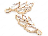 24K Gold Plated Leaf Design with Dazzling Cubic Zirconia Side