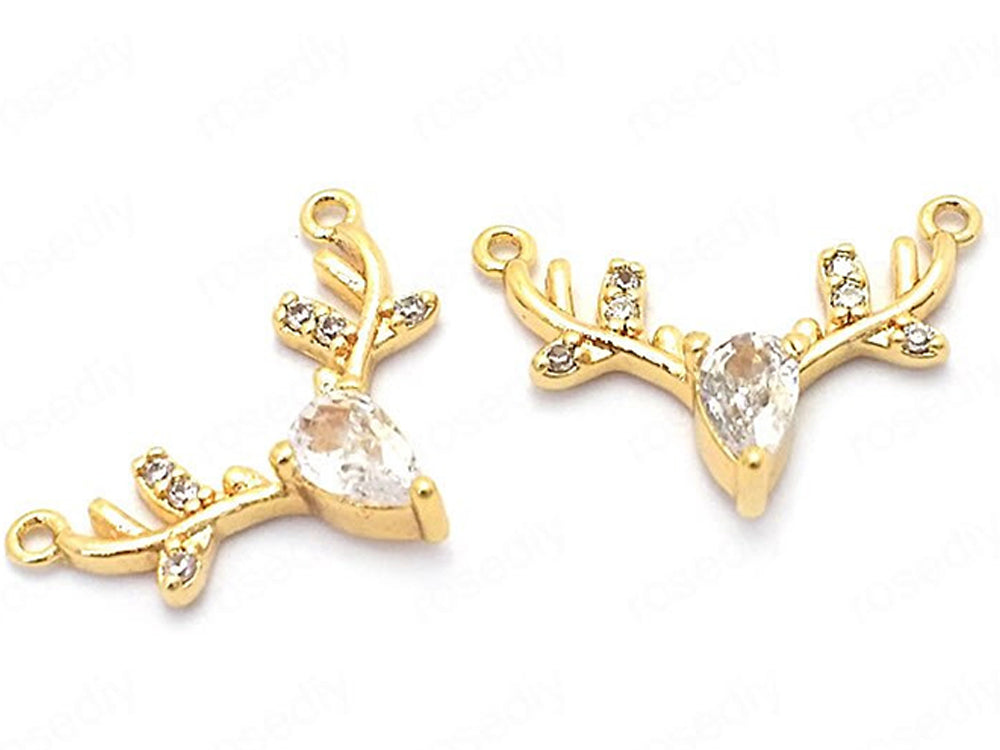 24K Gold Plated Pendants with Cubic Zirconia in Deer Shaped Design