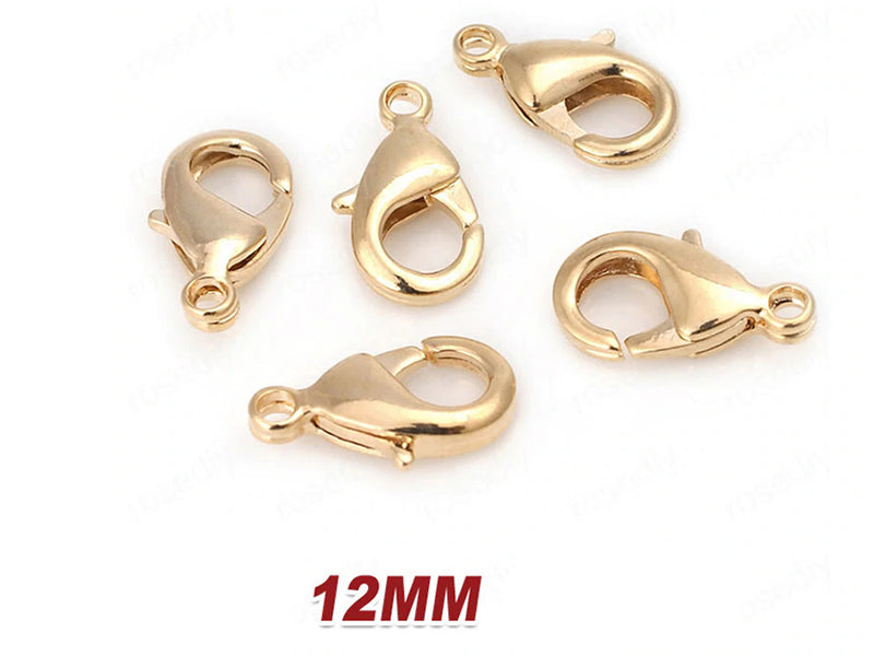 24K Gold Plated 12mm Lobster Clasp