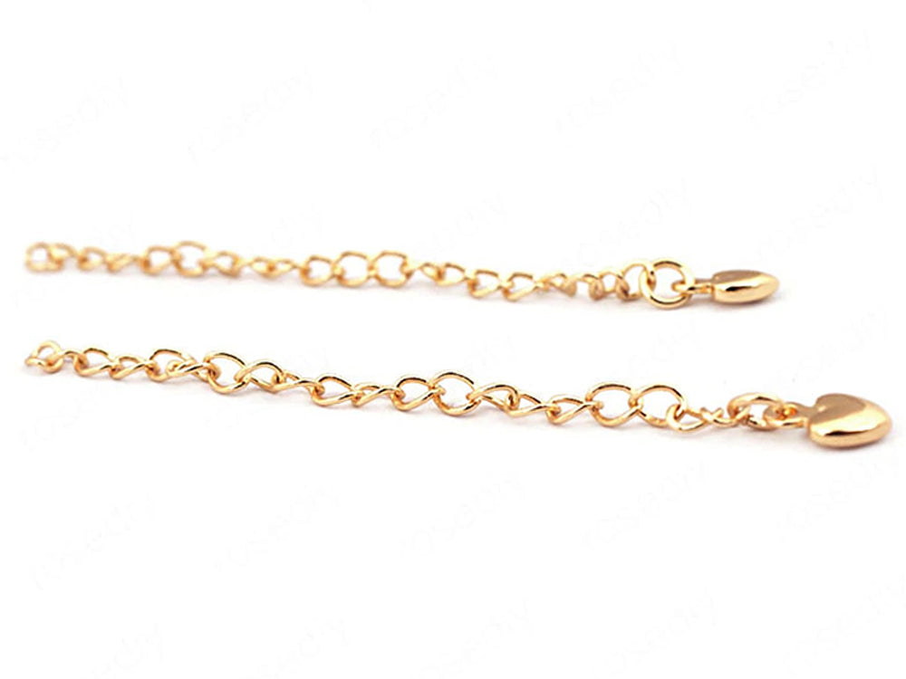 24K Gold Plated Extension Chain with Lobster Clasp and Heart Charm