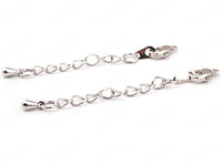 24K White Gold Plated Extender Chain with Lobster Clasp and Charm Side