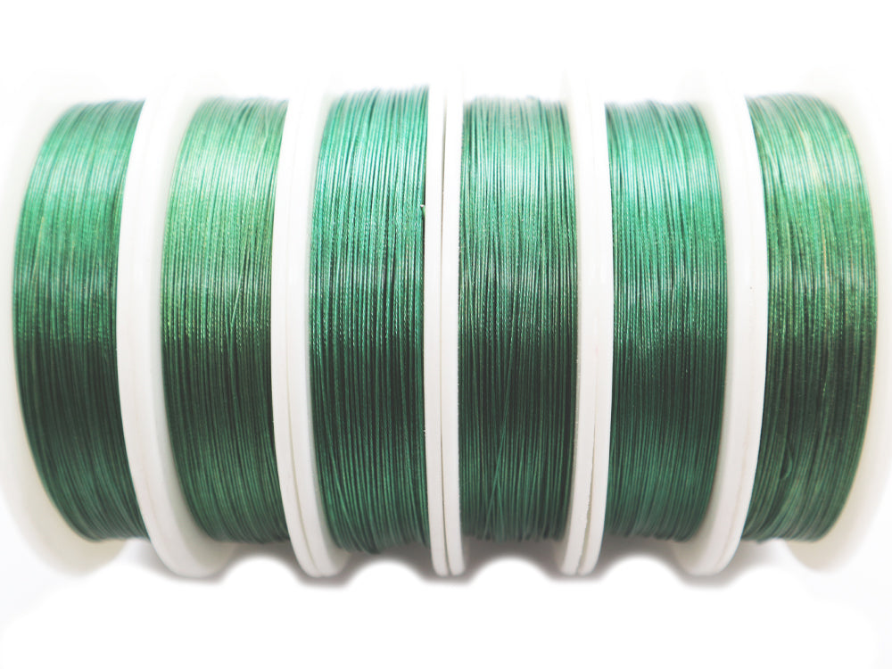 Tigertail Beading Wire in a Green Color Side