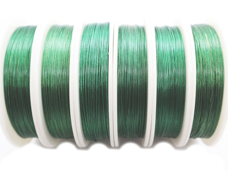 Tigertail Beading Wire in a Green Color Side