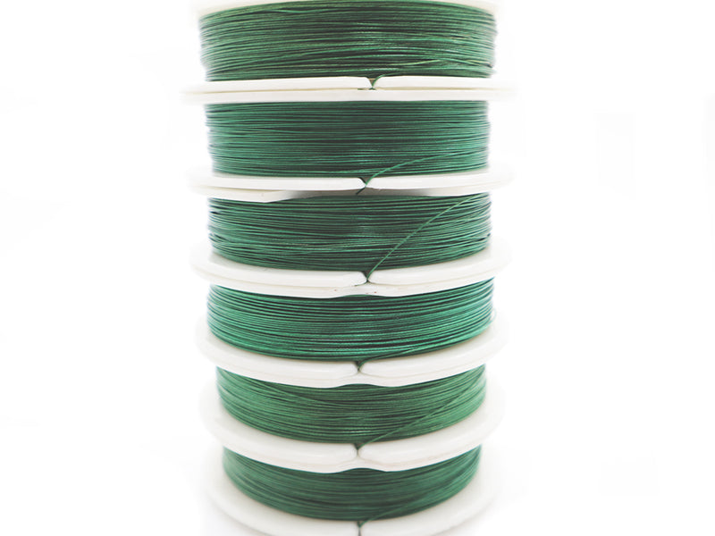 Tigertail Beading Wire in a Green Color Stacked