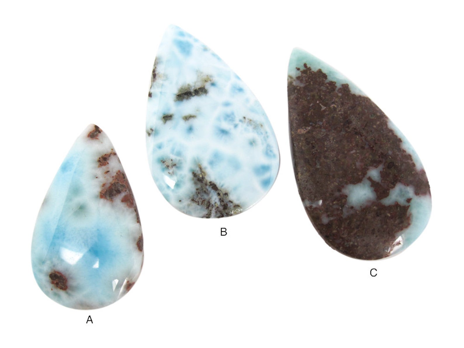 Larimar Stone Cabochon | Pear Shape | Blue Dominican Larimar