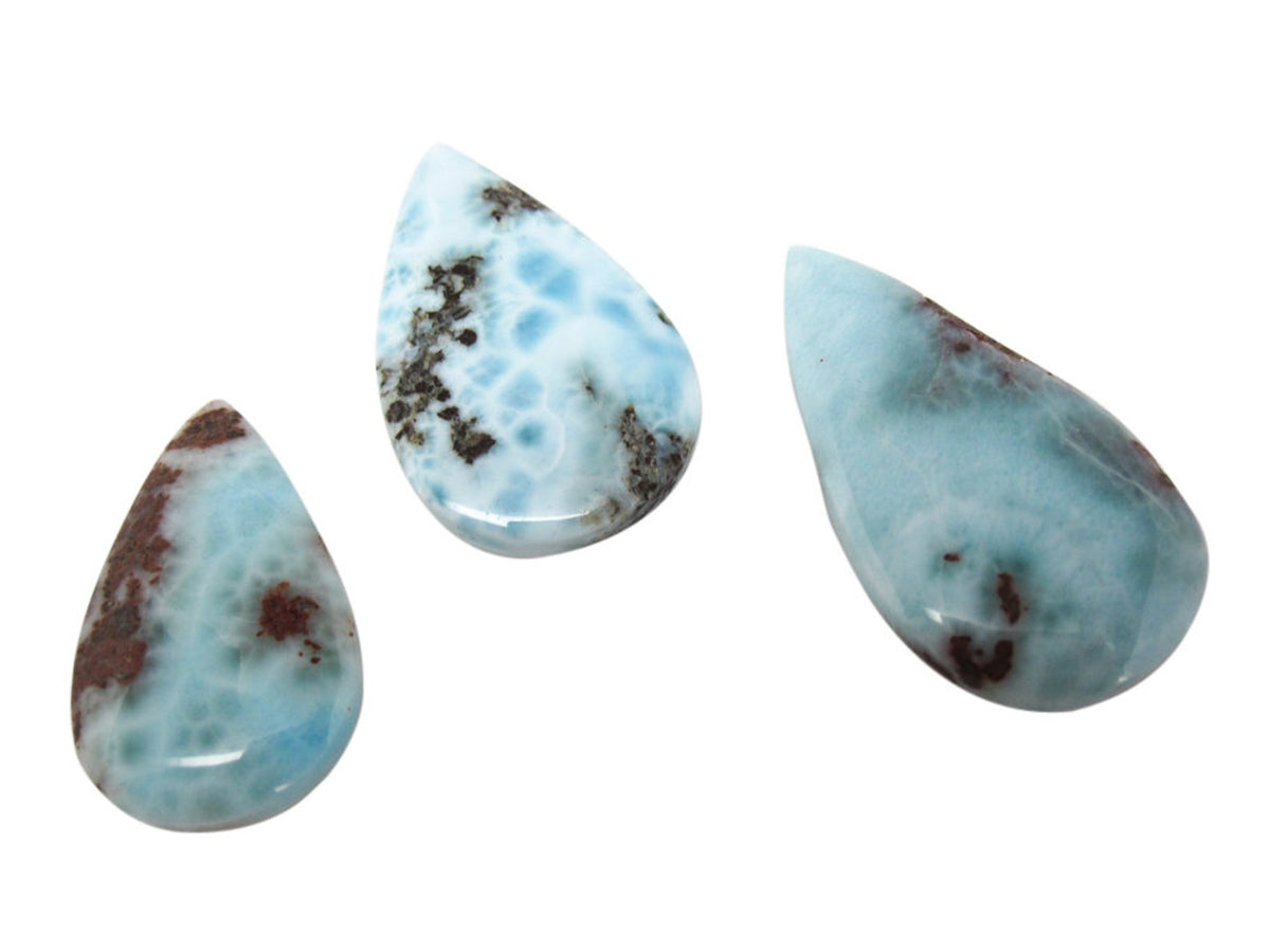 Larimar Stone Cabochon | Pear Shape | Blue Dominican Larimar