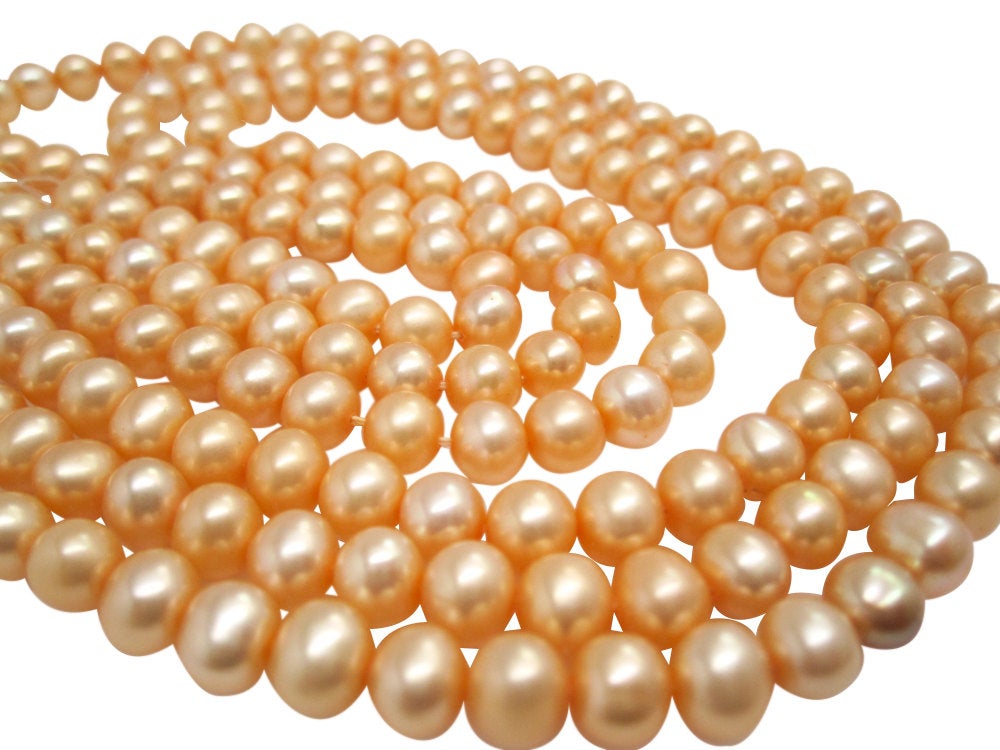 Freshwater Pearl Beads, Real Pearls, Peach Color