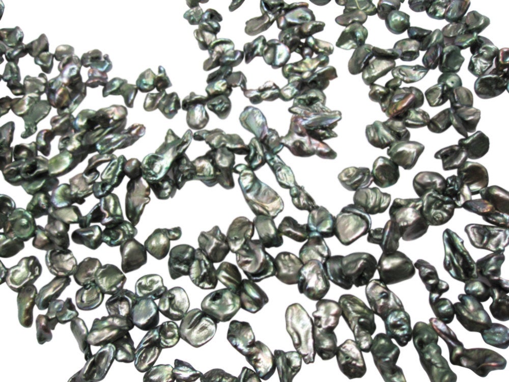 Keshi Pearls | Real Pearls | Green Color | Petal Drops