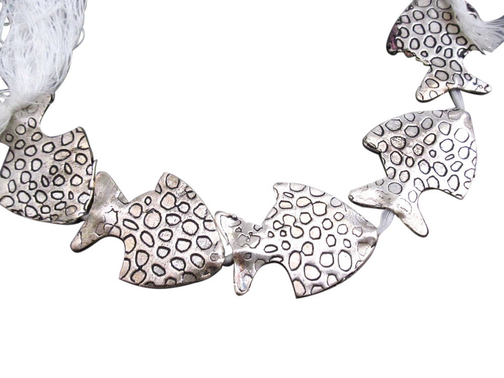 Sterling Silver Carved Fish Beads