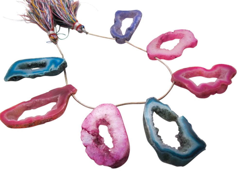 Druzy Quartz Multi Color Druzy Sliced Drops – Crown Beads