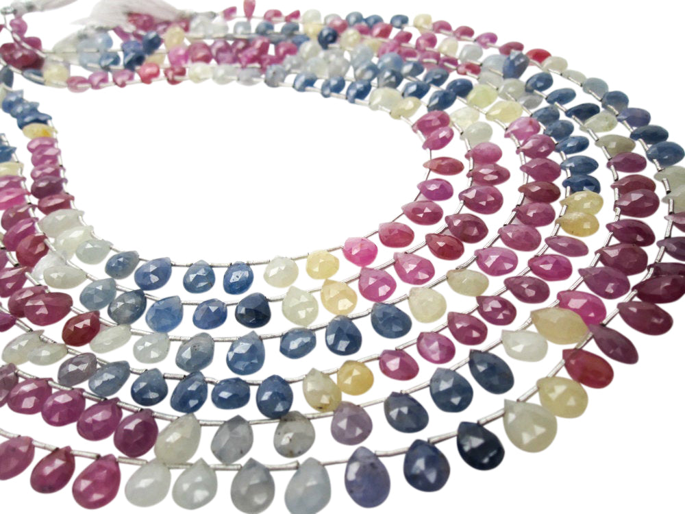 Sapphire Gemstone Beads in Faceted Pear Drops