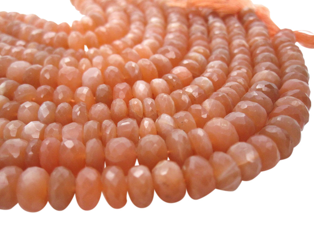 Peach Moonstone Beads in Faceted Rondelles
