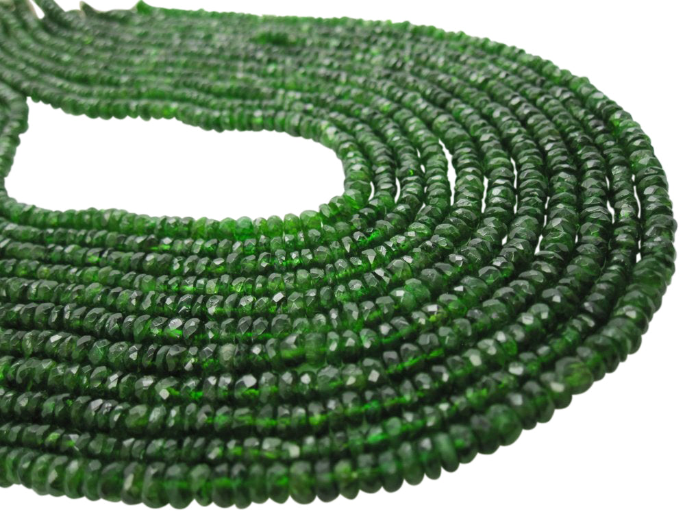Chrome Diopside in Faceted Rondelles