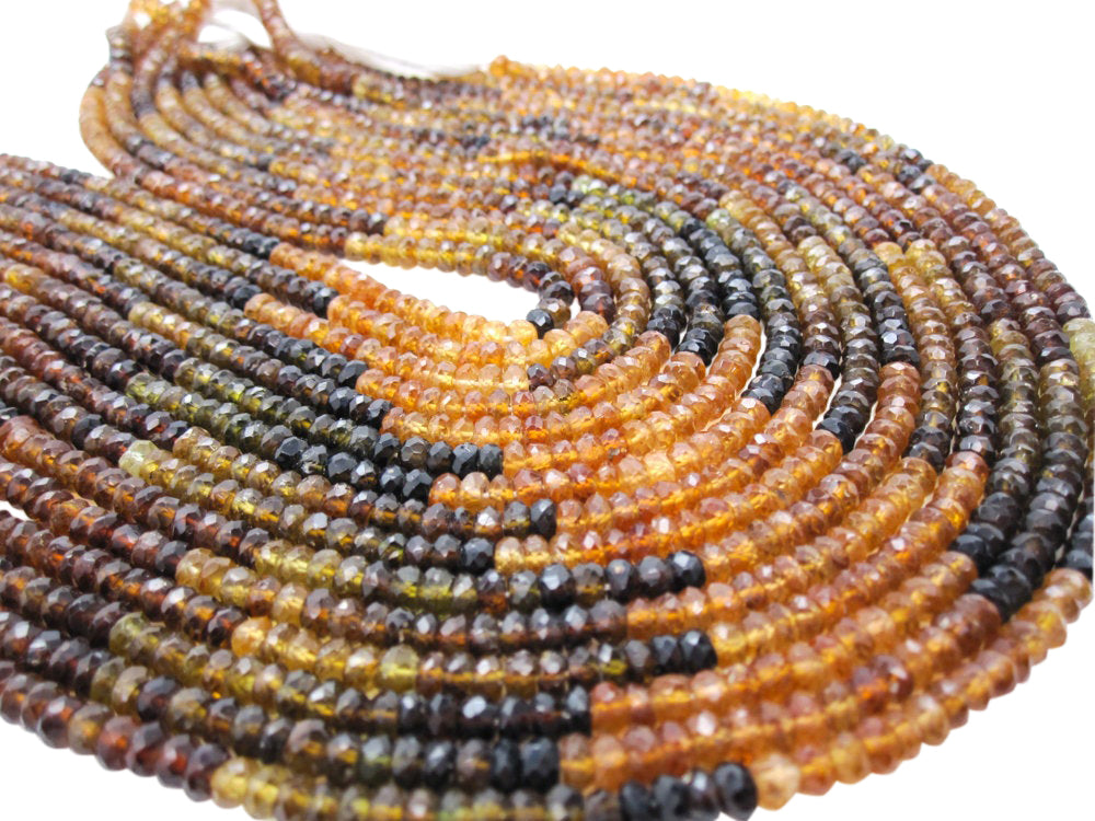 Hessonite Garnet Beads in Faceted Rondelles