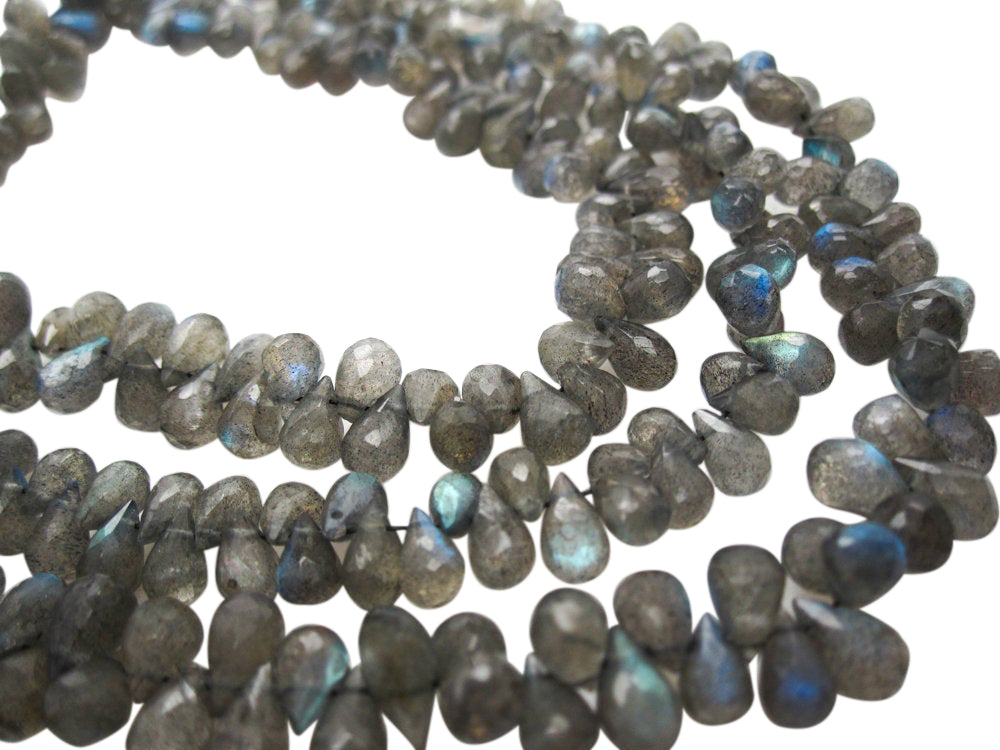 Labradorite Stone Beads in Faceted Teardrops