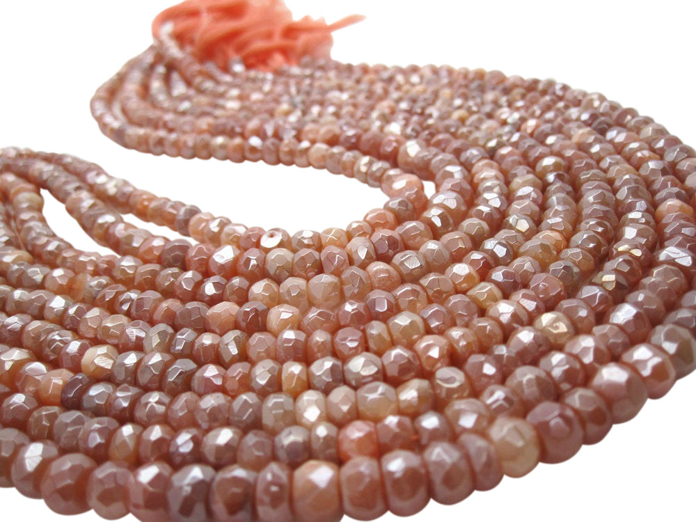 Moonstone Gemstone Beads in Faceted Rondelles