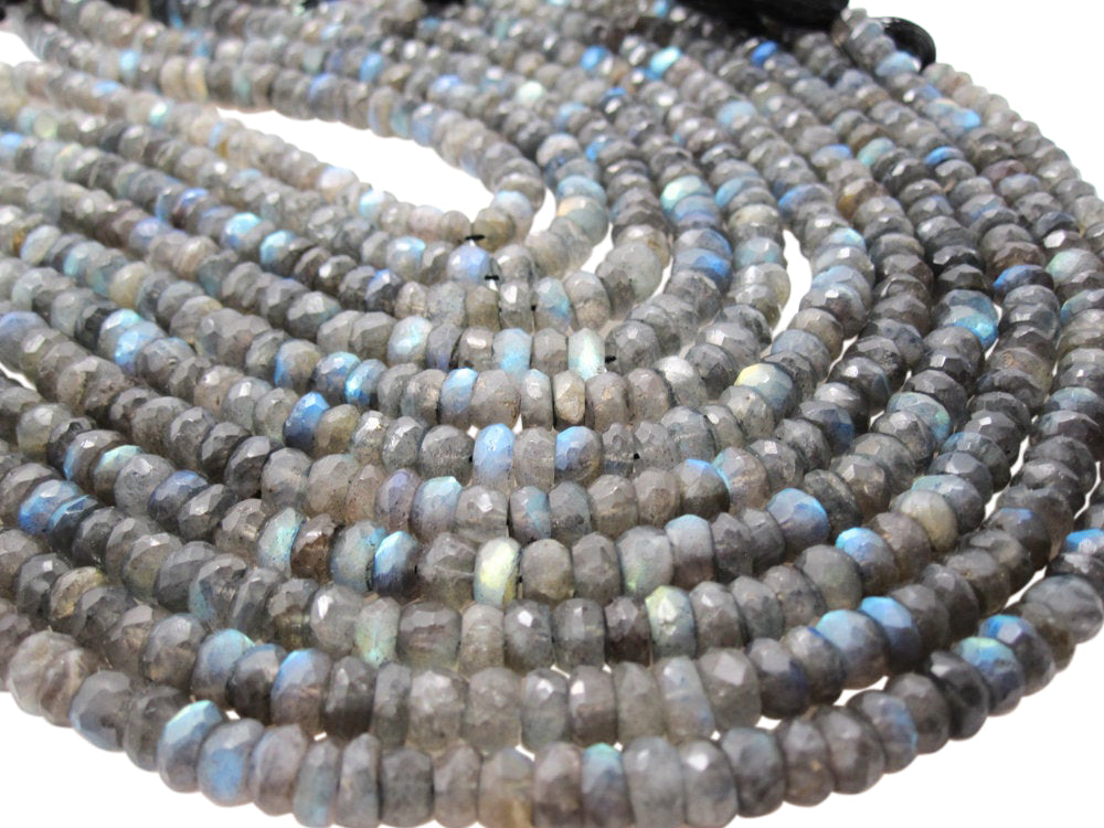 Labradorite Stone Beads in Faceted Rondelles