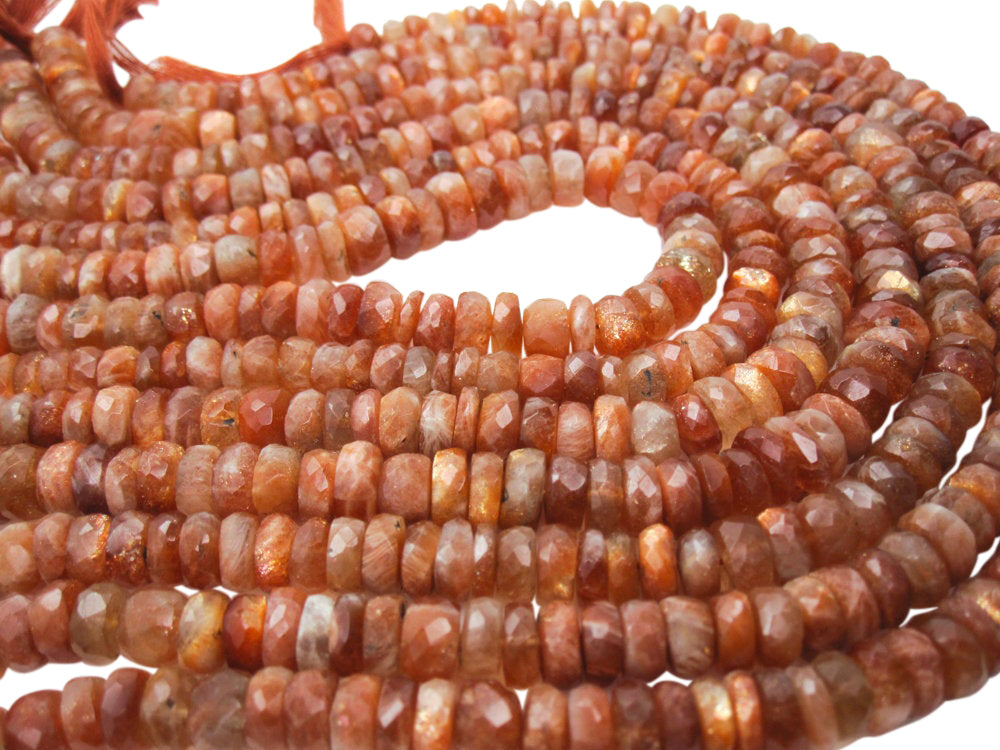 Oregon Sunstone Beads in Faceted Rondelles