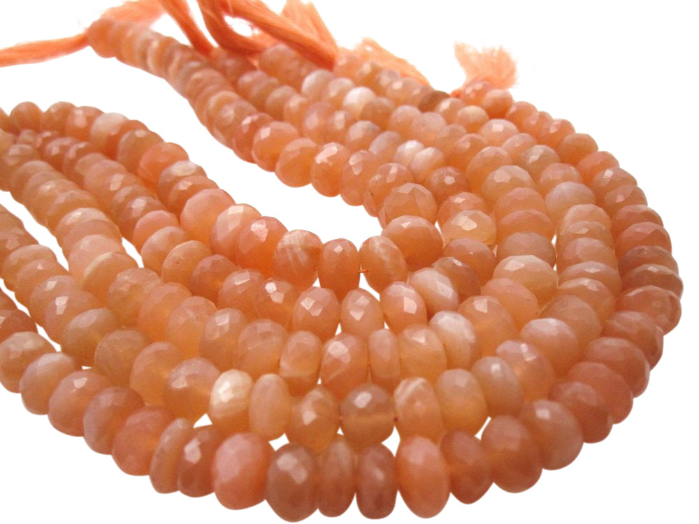 Peach Moonstone Beads in Faceted Rondelles