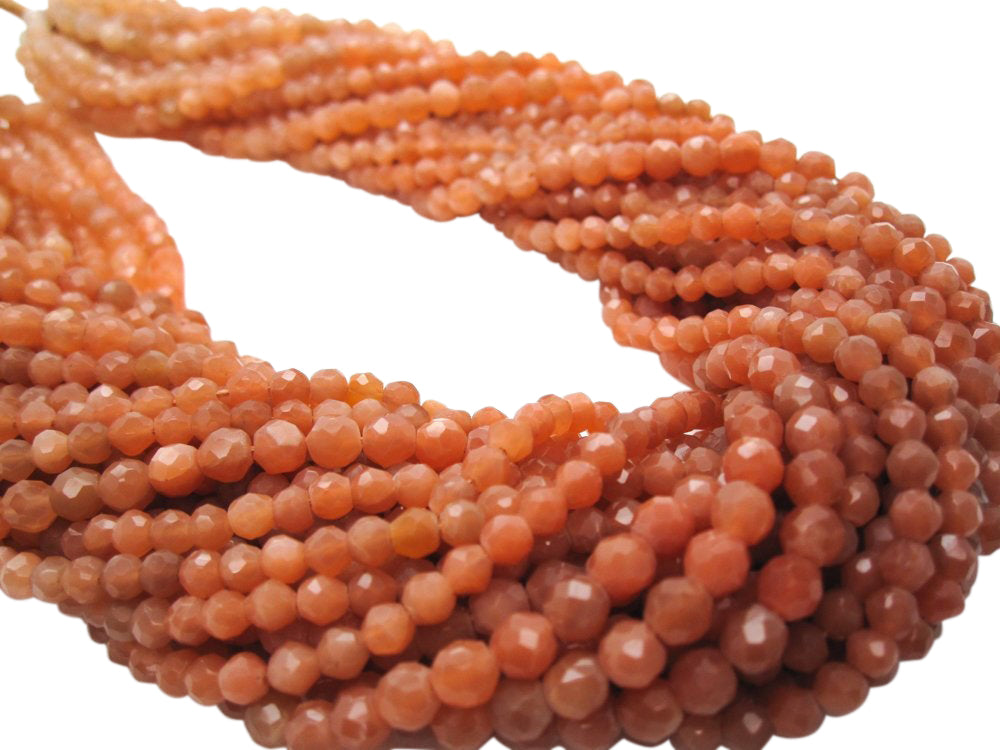 Peach Moonstone Beads in Faceted Round
