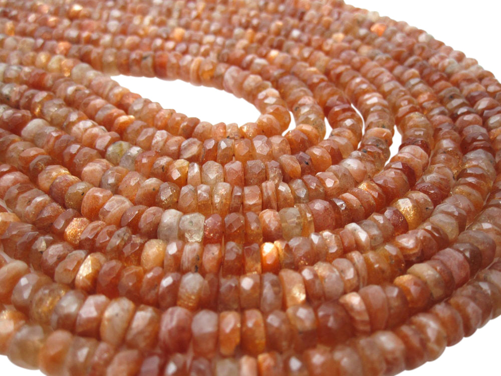 Sunstone Beads in Faceted Rondelles
