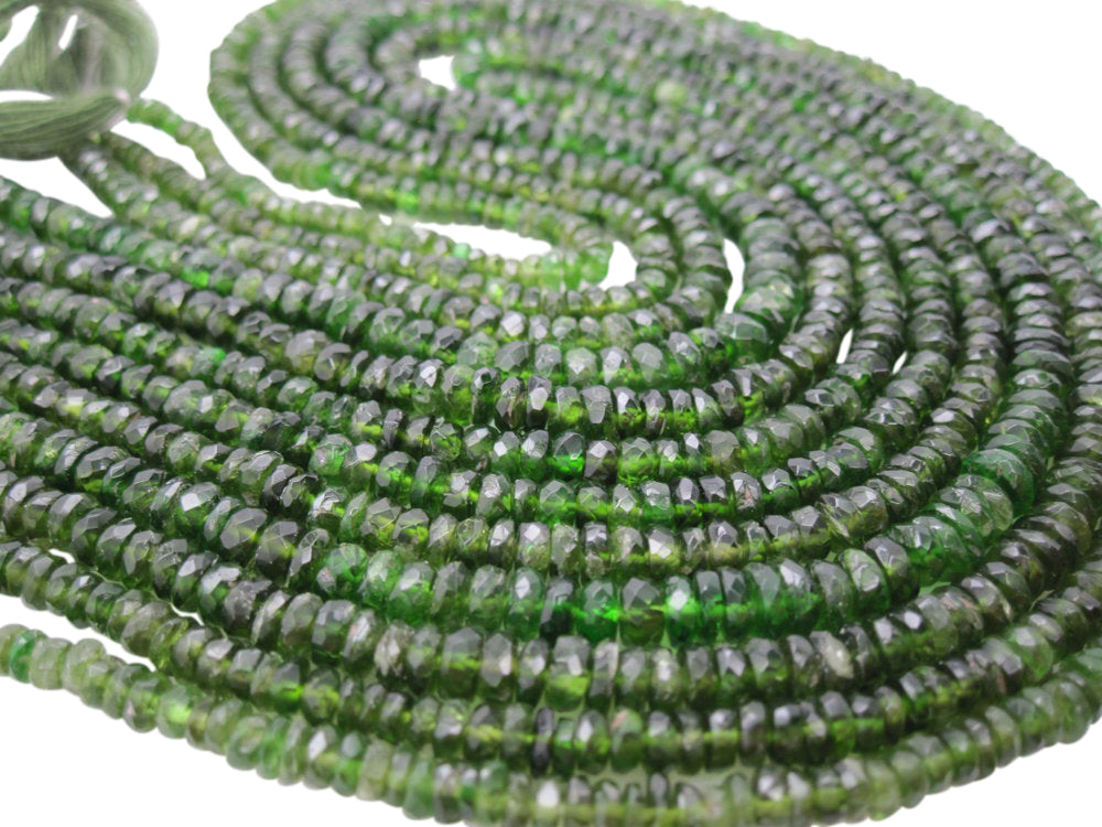 Chrome Diopside Beads in Faceted Rondelles