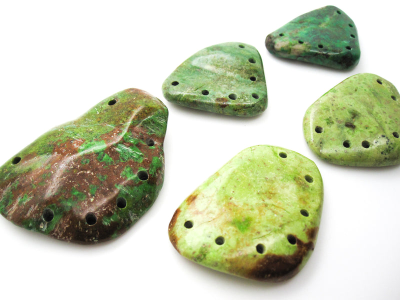 Turquoise Stone Pendant | Freeform Shape | Green Turquoise | Multi Hole Drilled