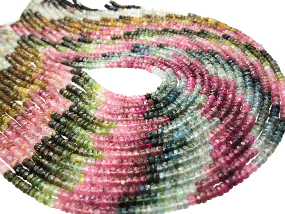 Watermelon Tourmaline Beads in Faceted Roundels