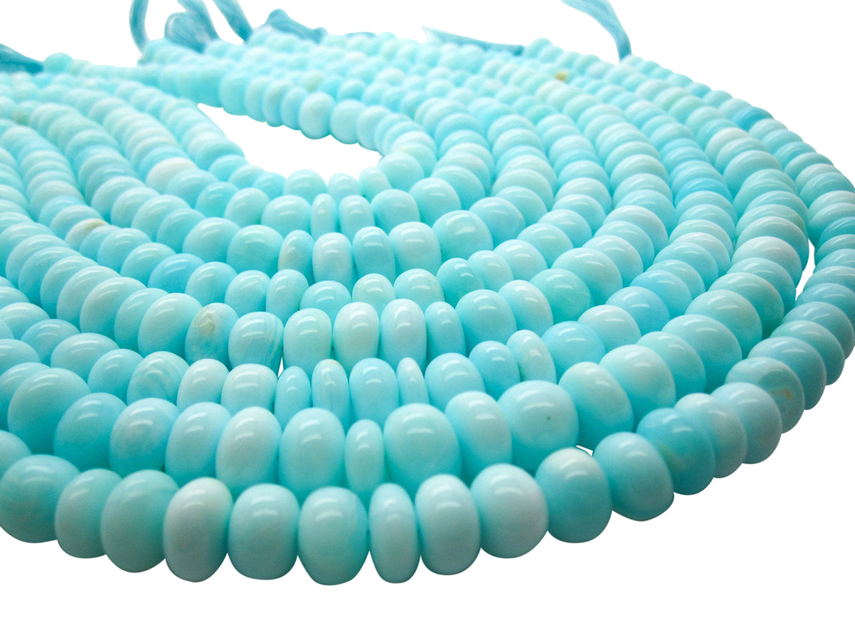 Peruvian Blue Opal Beads in Smooth Rondelles