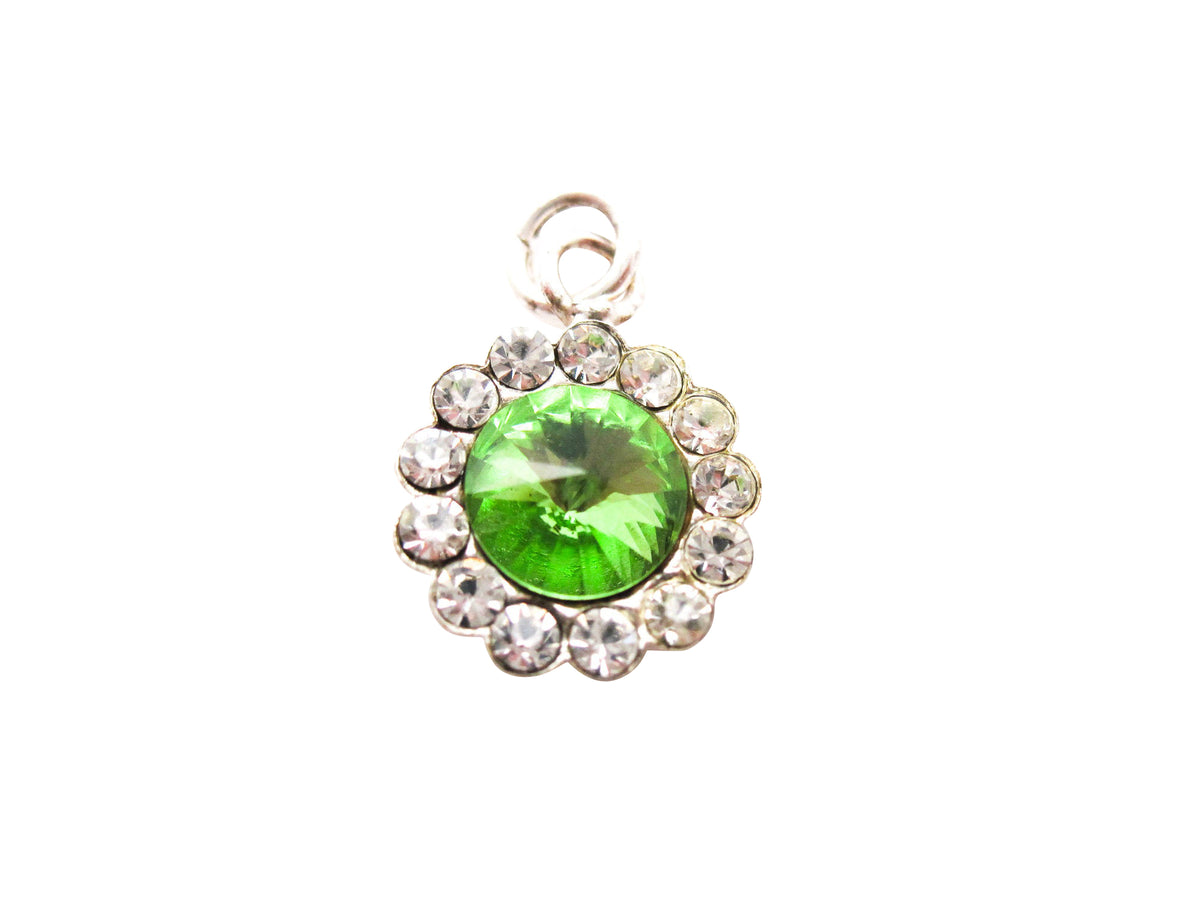 White & Green Cubic Zirconia Pendant Set in Sterling Silver