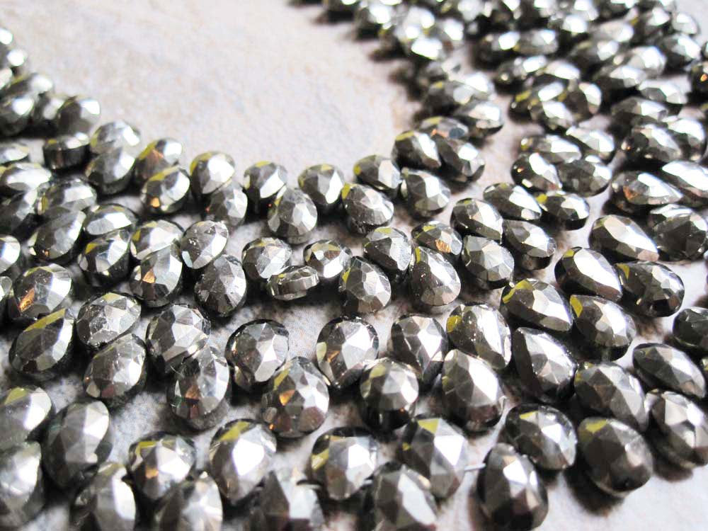 Pyrite Stone Pear Briolettes