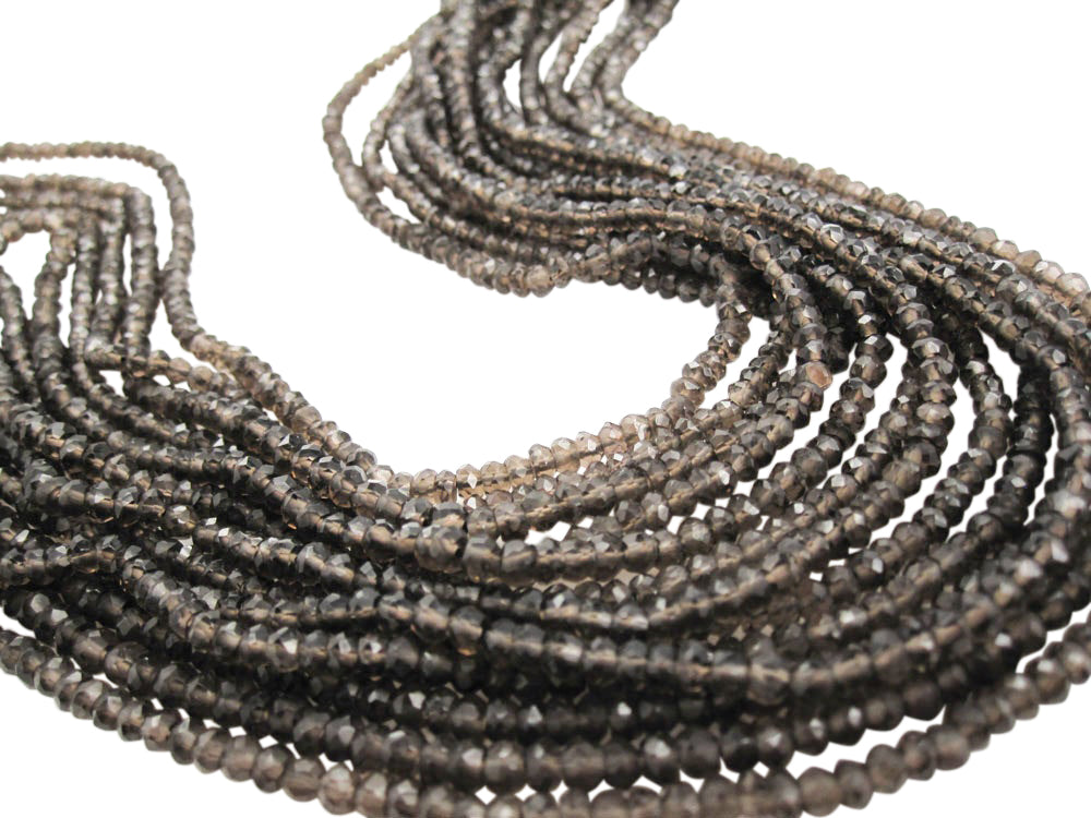 Smokey Quartz Stone Beads Faceted Rondelles