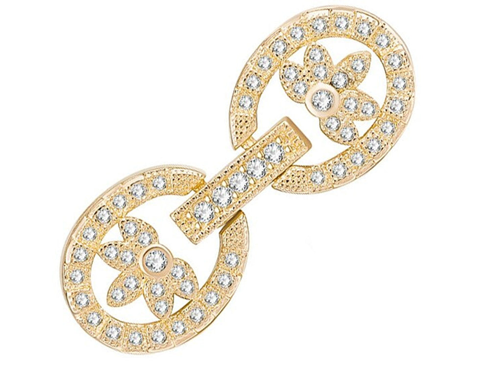 Gold Plated Fold Over Clasp with Cubic Zirconia