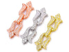 Triple Gold Plated Fold Over Clasps with Cubic Zirconia in Rose Gold, Yellow Gold and White Gold