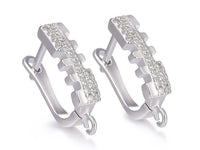 White Gold Plated Ear Wires with Cubic Zirconia