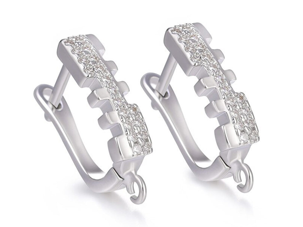 White Gold Plated Ear Wires with Cubic Zirconia