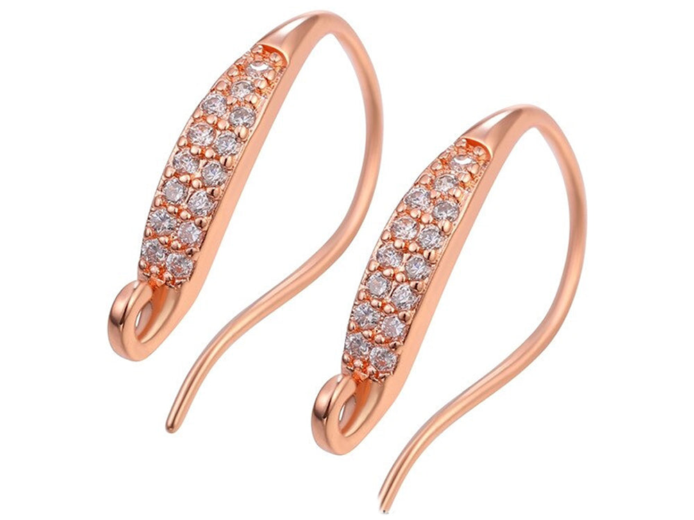 Earring Hooks Cubic Zirconia Ear wires Gold Rose Gold White Go Crown Beads