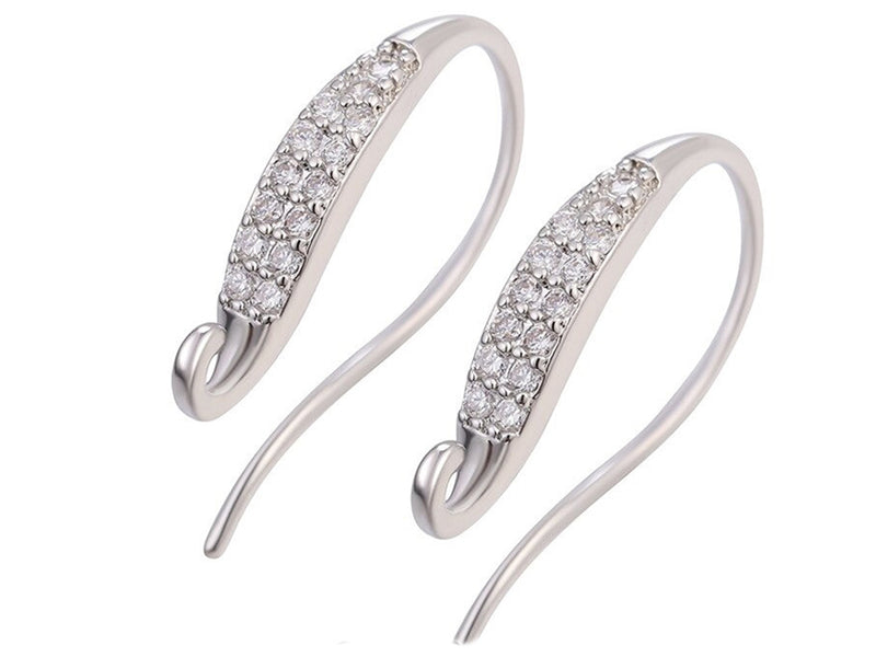 Triple White Gold Plated Earring Hooks with Cubic Zirconia