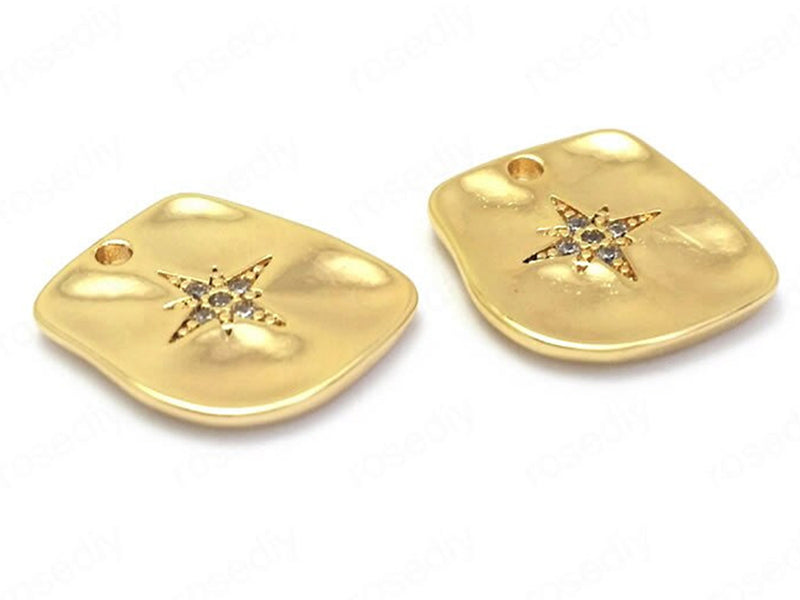 24K Gold Plated Brass Charms | Pendants | 12mm x 14mm