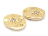 24K Gold Plated Oval Charm with Cubic Zirconia Starburst Design Top