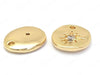24K Gold Plated Oval Charm with Cubic Zirconia Starburst Design Back