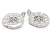 24K White Gold Plated Coin Shaped Pendant/Charm with Cubic Zirconia Starburst Side