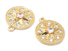 24K Coin Shaped Pendant/Charms | Cubic Zirconia | Star Design | 13.5mm