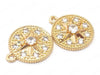24K Coin Shaped Pendant/Charms | Cubic Zirconia | Star Design | 13.5mm