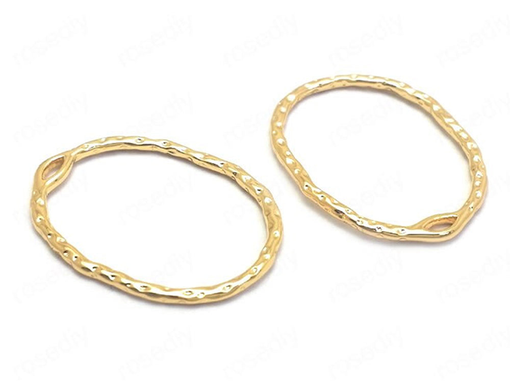 24K Gold Plated Links & Connectors with Hammered Design Side