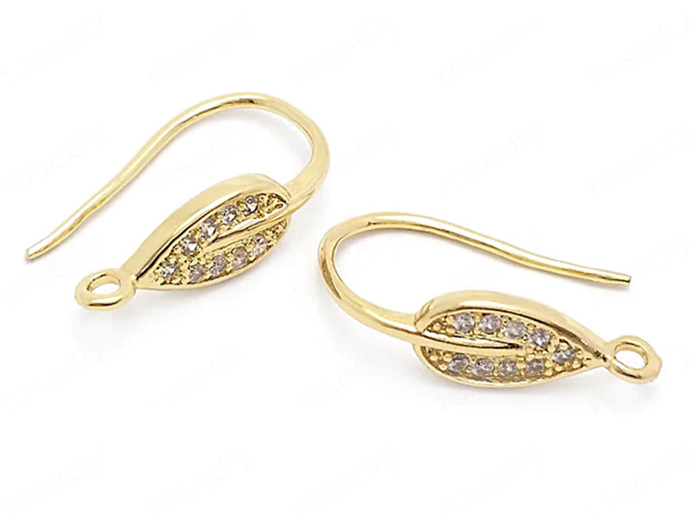 24K Gold Plated Leaf Design Ear Wires