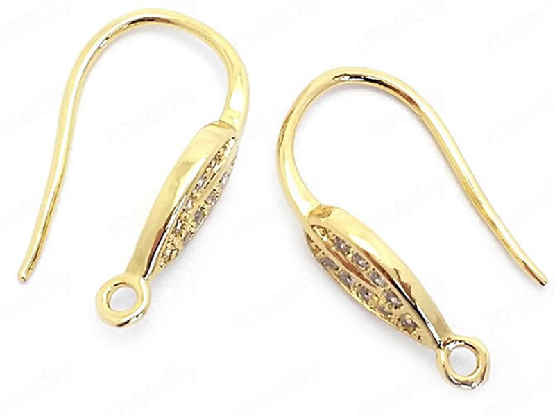 24K Gold Plated Leaf Design Ear Wires Side