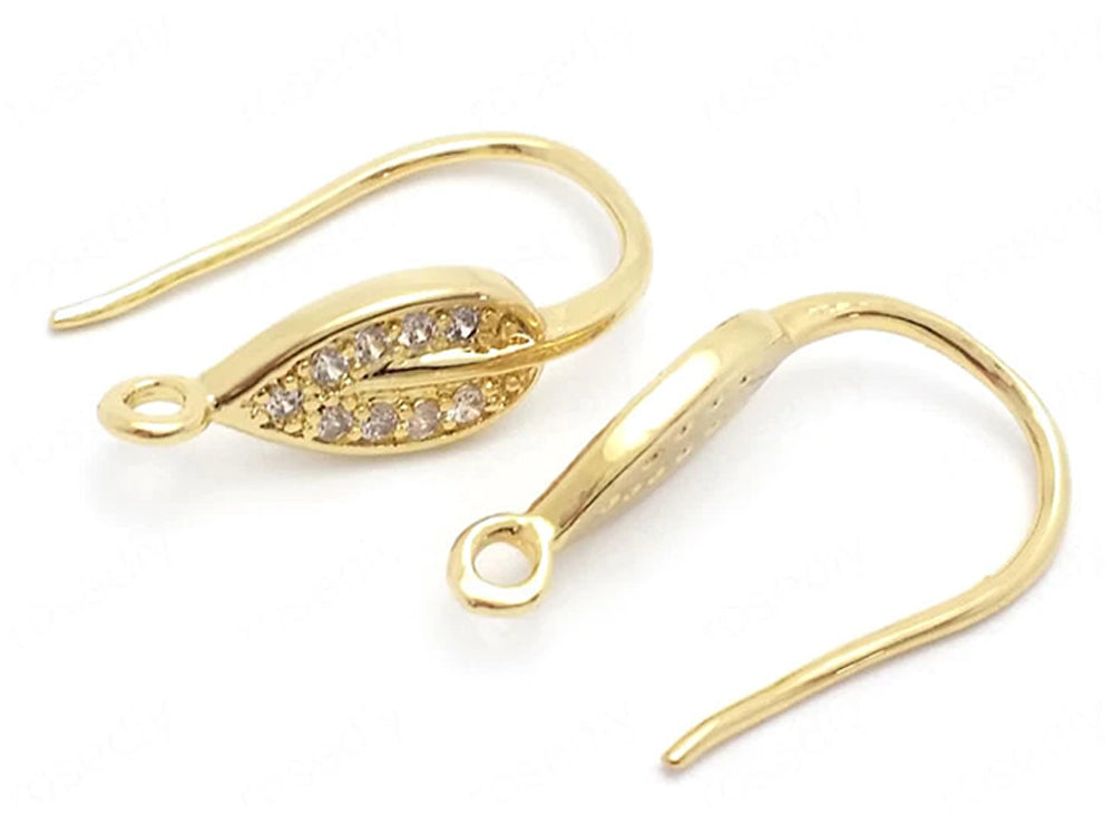 24K Gold Plated Leaf Design Ear Wires Front